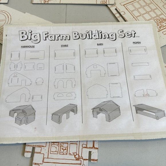 BULLYLAND FARM SET 4 BLDG GERMANY Instructions Excellent No Box Vintage Complete